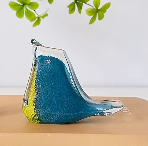 DECRZPB Farbige Glasur handgefertigtes Glas Blauer Vogel Taube Schwalbe Figur aus mundgeblasenem Glas Briefbeschwerer Geburtstagsgeschenk Tischdekoration Heimdekoration
