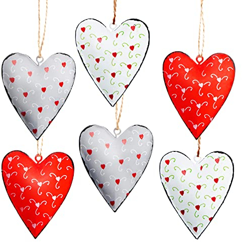 Logbuch-Verlag 6 Herzen mit Schnur zum Aufhängen Ostern Deko Anhänger Osterschmuck Liebe 7,5 cm Valentin