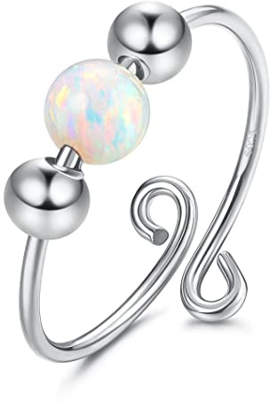 KALVICA Bague Anti Stress Femme en Argent Sterling 925 Fidget Bague Anxiété Rotative Bague Ouverts Reglables Spinner Anneaux pour Femme Fille