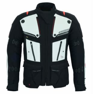BLACKWILD Patrol Evo Motorrad Jacke Herren | Motorrad Herren Jacke Winddicht, Atmungsaktiv mit CE Protektoren | Protektorenjacke (as3, alpha, s, regular, regular, Weiß)