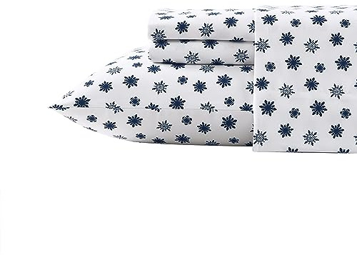 Nautica - Full Sheet Set, Brushed Flannel Bedding Set, Soft & Cozy Room Essentials (Snowflake Toss, Full)