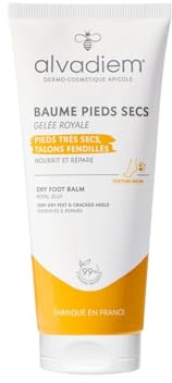 Alvadiem | Baume Pieds Secs à la Gelée Royale Réparatrice | Nourrit, Répare Talons Fendillés, Crevasses | Huile d'Olive Vierge, Vitamine E | Recommandé par les Podologues, Fabriqué en France | 75 ml