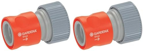 Gardena Profi-System-Ãœbergangsstück Mit Wasserstop: Schlauchstück Zum Anschluss Am Schlauchende, Geeignet Für 19 Mm (3/4 Zoll)-Schläuche (2814-20) (Packung mit 2)