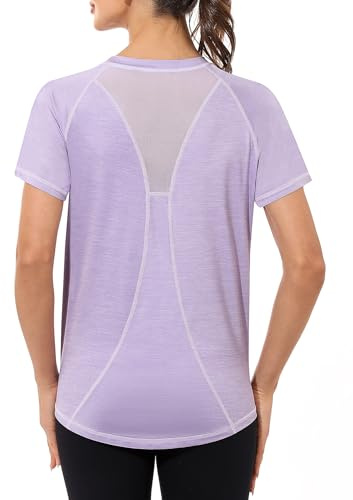 Gyabnw Funktionsshirt Damen Kurzarm Sportshirt Sport Oberteil Fitness Funktionsshirt Locker Laufshirt Atmungsaktiv Wandern
