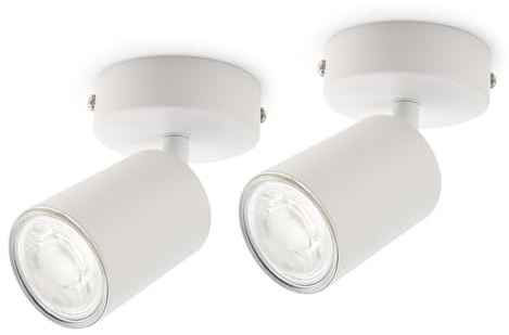 LED Deckenlampe 1-flammig, Dreh und Schwenkbar Deckenstrahler Spotleuchte Wandspot, GU10 (ohne Leuchenmittel) Retro/Vintage Deckenleuchte 230V Weiß für Wohnzimmer Schlafzimmer Küchen (2 Stück)