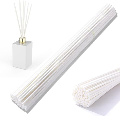 50 Pack Extra Long Reed Diffuser Sticks, 30cm x 4mm Natural Wood Rattan Aroma Oil Diffusion Replacements Refill Stick Premium for Spa Aroma Fragrance Aromatherapy Bedroom Home Office White