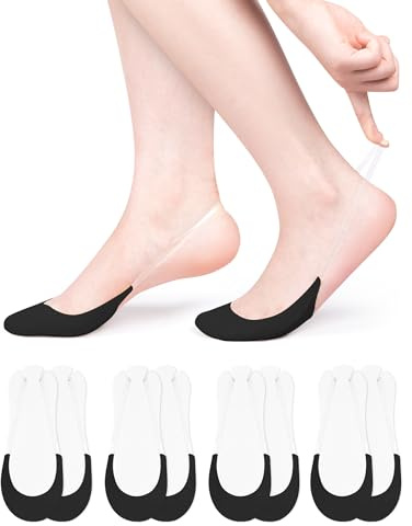 Becellen 4 Paar Füßlinge Damen, No Show Ballerina Socken Atmungsaktiv Halbsocken für Sling Back Heels