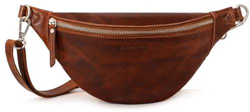 Marc Peter® Georgia Leder Bauchtasche Waxy Bräune | Gürteltasche Bauchtasche mit Wechselgurt | Crossbody Leder Hüfttasche | Hip Bag Leather Gürteltasche Crossbag