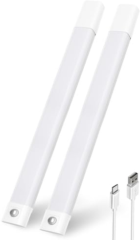 EZVALO Unterbauleuchte Küche LED, 40cm*2 Schrankbeleuchtung Kabellos mit Bewegungsmelder, Schrankleuchte mit 3 Farbtemperaturen Dimmbar Wiederaufladbar für Küche, Schrank, Treppe (Weiß)