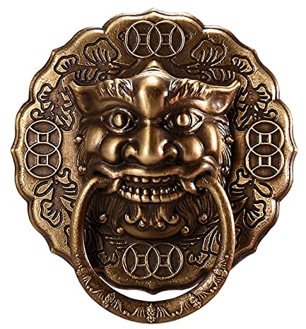 SANZHEN Antiker Löwe Türklopfer Bronze Retro Anti Rost Messing Türgriff für Villa Innenhof Haustür Dekoration