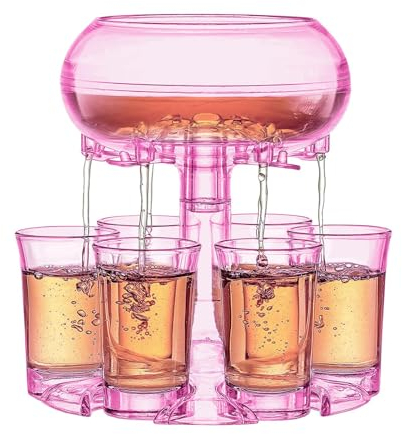 Kit de barman de fête - Distributeur de verres à liqueur en acrylique - Bec verseur en imitation verre - Avec 6 verres à boire pour thé, jus, café, bière