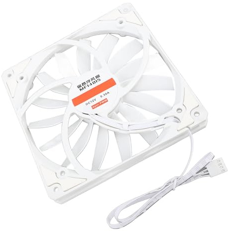 VBESTLIFE 140 Mm, Leiser PWM-Gehäuselüfter mit MFDB-Lager, Dynamischer Geschwindigkeitsbereich, Hoher Luftstrom und Hoher Druck, für Computergehäuse (White)