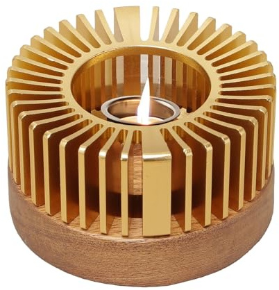 Zwpontia Teapot Warmers, Champagne Gold Luxury Coffee Mug Warmer for Desk, Home Decoration, Beverage Warmer for Coffee Tea Milk, Solid Wood Base