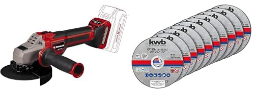 Einhell Professional Amoladora angular con batería TP-AG 18/125 CE Q Li-Solo Power X-Change (18V, Ø 125mm, 33 mm de profundidad de corte, sin disco de corte ni batería) + Discos de corte