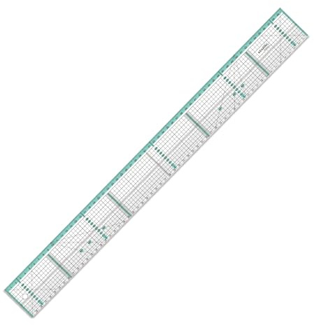 KEARING Quiltlineal 60cm – Metallkante, 3mm, rutschfest – Winkel 30-60°