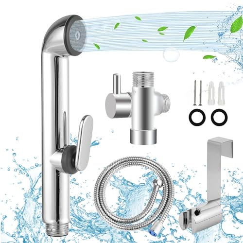 Aidoflo Handheld Bidet Sprayer Kit – Adjustable High-Pressure Bidet with Hose for Pet Bathing and Personal Hygiene – Easy Installation for Bathroom Use