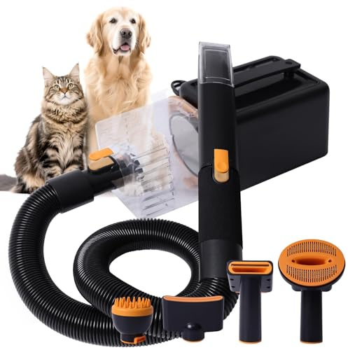 Pmango Hundetrockner mit Staubsauger, 2400W Pet Dryer für Hunde & Katzen, regulierbare Temperatur & Windstärke (Kalt-/Heißluft), leiser Tierpflege-Blower mit 5 Zubehörteilen – Schwarz #LYCSJ71BK-DE