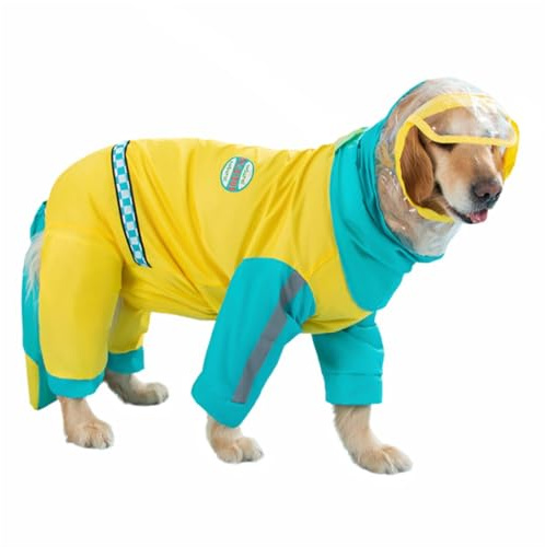 GIBZ Süßer Hunderegenmantel mit Beinen, wasserdichte Regenjacke mit Kapuze, Hunde Regenmantel für Mittelgroße und Große Hunde, 6XL