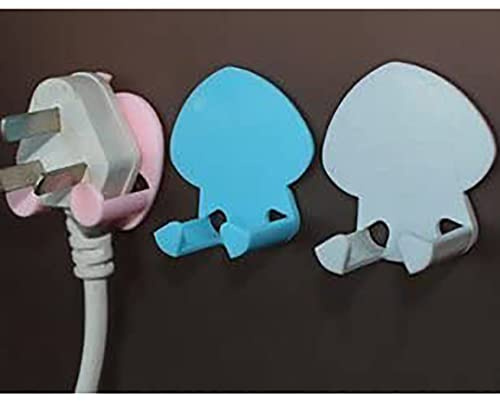 Soportes de Alambre de Enchufe de 3pcs, Soporte de Cable Auto Adhesivo para el Organizador de Cable de Escritorio Ganchos de Salida de alimentación Adhesiva para los Clips de (Azul)