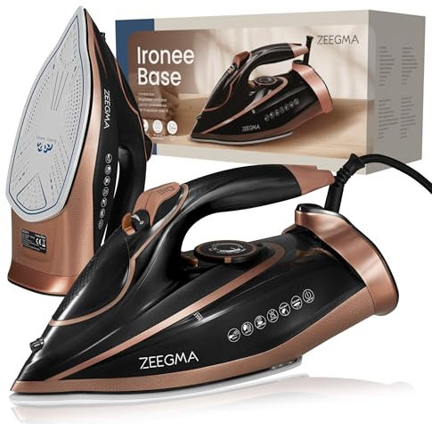 ZEEGMA IRONEE PRO Kabelloses Bügeleisen mit Keramikbeschichtung, 2600 Watt, 360°-Ladestation, Wassertank 320 ml, Dampfleistung 35 g/Min., Selbstreinigend, Anti-Drip und Anti-Calc-Funktion.