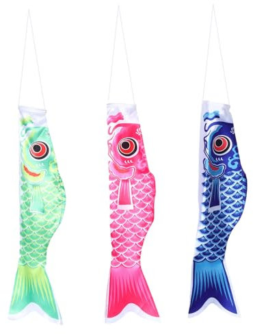 JOINPAYA 3stücke Koi-Fisch-Flagge Aus Japanischem Stil Wetterbeständige Windsack Für Garten Terrasse Balkon Hängende Dekoration Karpfen-windsack Tischflagge