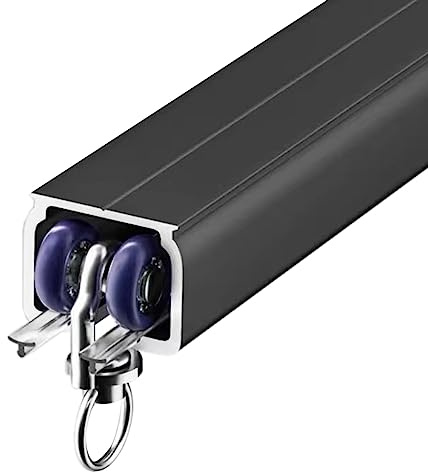 Sistema de riel de cortina de aluminio de 2 a 15 m, riel de cortina deslizante negro para ventanas de bahía, divisor de habitación montado en techo/pared, fácil instalación, perfecto para decoración