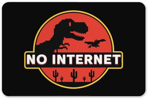 Tapis de Souris Gamer XL – NO Internet Jurassic – 26x38.5 cm, Tissu Imprimé HD, Antidérapant, Noir et Ultra Fin – Tapis Souris Ergonomique Gaming et Bureau