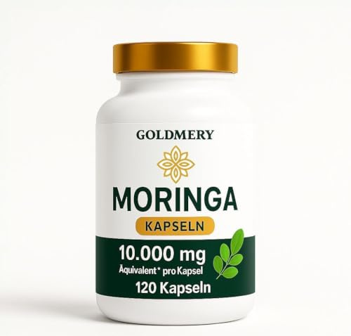 Moringa Kapseln 10.000 mg - 50:1 Extrakt, Vorrat für 4 Monate, 120 Kapseln