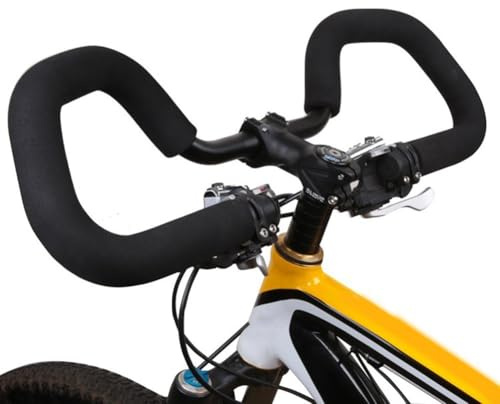 Manubrio ergonomico a farfalla, 25,4/31,8 x 580 mm, in lega di alluminio, con impugnature, per mountain bike, bici da strada, touring, trekking, ciclismo a lunga distanza (31,8 mm + impugnature)