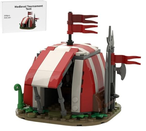 BlocteckToy Mittelalterlicher Bauklötze, 164 Stück Mittelalter Turnierzelt Klemmbausteine Set für Erwachsene und Jugen, MOC-86376