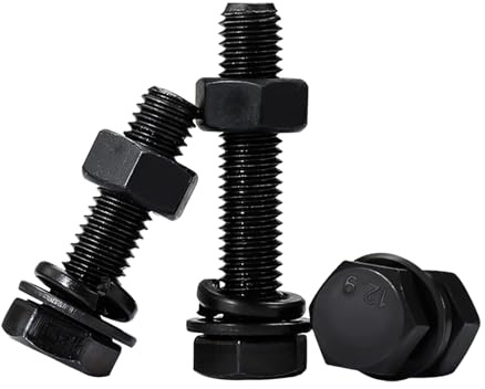 MOUMOUTEN Bulloni a testa esagonale M8*50mm quantità 10 pezzi grado 12.9 | bullone completamente filettato, viti in lega di acciaio nero, set di bulloni a testa esagonale maschio con accessori