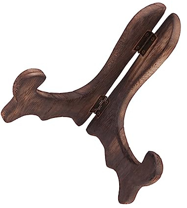 ERINGOGO Wooden Plate Display Stand Easel Large Paulownia Wood Burned Finish Desktop Holder for Tea Cake Plates 4pcs Suitable for Home Party Shop Decoration