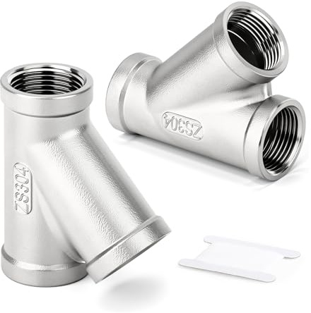 ERGAOBOY 2 piezas de accesorios para tuberías en forma de Y de acero inoxidable 304, rosca BSP hembra de 3/4 y accesorios para tuberías distribuidoras de agua de 45 grados