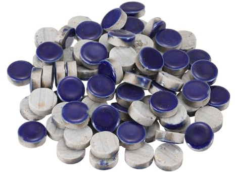 sourcing map Azulejos de mosaico de cerámica de 200 g para manualidades a granel, azulejos redondos de cerámica azul oscuro para kits de mosaico, tapete de piedra escalonada de jardín