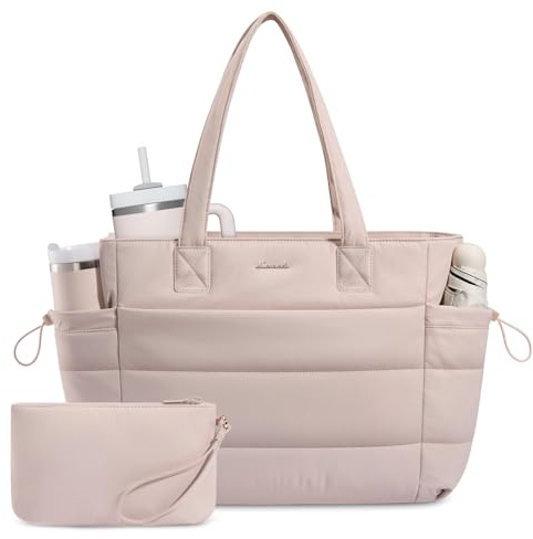 LOVEVOOK Shopper Tasche Damen Handtasche Groß Tote Bag Puffer Arbeitstasche | Lehrertasche Leicht 15,6 Zoll Laptoptasche mit Kleiner Tasche, Handbags Women Schultasche für Uni Schule Business Büro