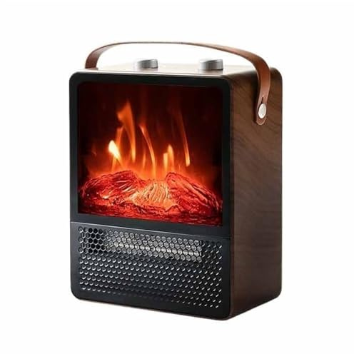 Decorative Fireplace Small Electric Fireplace Heater with Handle, Portable Space with 3D Realistic Flame Effect, Double Safety Protection
