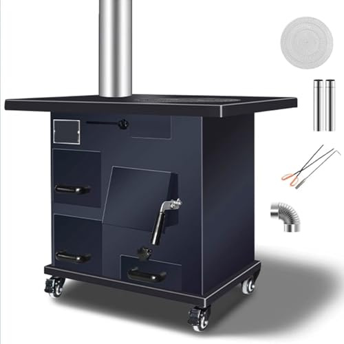 Stufa Da Esterno Stufa A Legna Con Forno E Ruote Con Freno Rivestimento Interno in Ghisa Da 10 Mm Diversi Combustibili Disponibili Canna Fumaria Da 200 Cm Forno A Legna