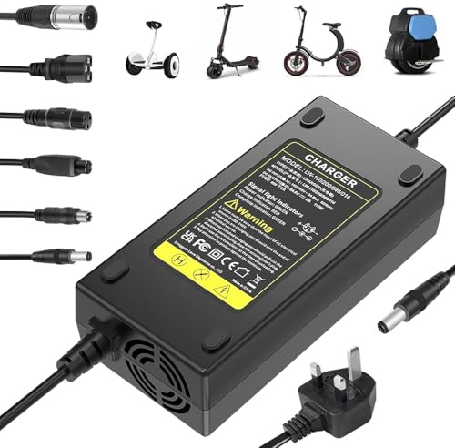 Pengrity 6 IN 1 Electric Scooter Charger, 54.6V 48V 2A Universal Hoverboard Charger with 6 Connections Led Indicator, E Scooter Charger, for Mobility Scooter, Self-Balancing