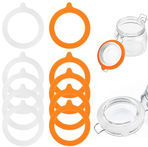 BAHME 10 Piezas Junta de Silicona de Repuesto, Anillos de Goma para Conservas, Juntas de Goma Reutilizable, 95 X 70 mm, Anillos de Sellado Para Botellas, Adapta a Tarros de Albañil y Vidrio