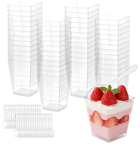 HAOSJINY Mehrweg Dessertbecher 160 ml aus BPA-freiem PP Kunststoff – Wiederverwendbar, Spülmaschinengeeignet, Robuste Dessertgläser für Tiramisu, Mousse und Snacks (50 Stück)