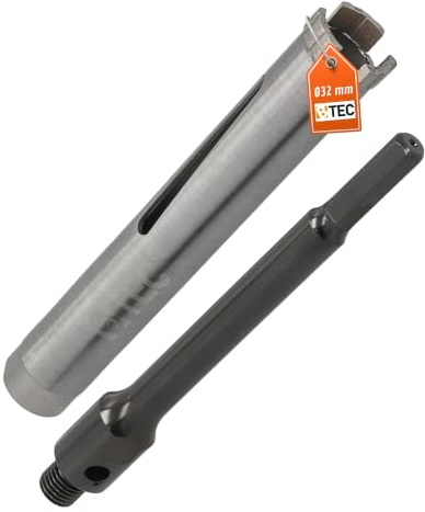Diamant Bohrkrone Sechskant lang (200mm) Aufnahme Nutzlänge 180 mm Ø 32 mm Betonbohrkrone Kernbohrer