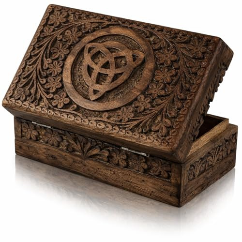 Tolles Geburtstagsgeschenkideen Handgemachte dekorative hölzerne Schmuckschatulle Schatzkasten Schmuck Organizer Andenkenbox Schatztruhe Schmuckset Halter Lock Box Watch Box 20 x 12 cms (Antique)