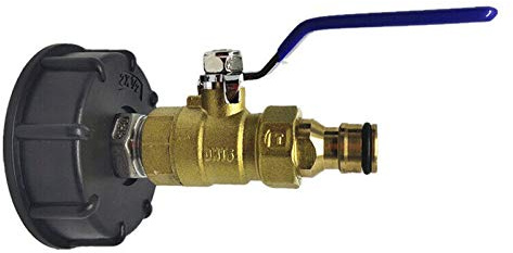 IBC Tank Adapter, IBC Tote Tank Drain Adapter S60X6 to Brass Garden Tap with 1(25mm) Hose Fitting Oil Fuel Water