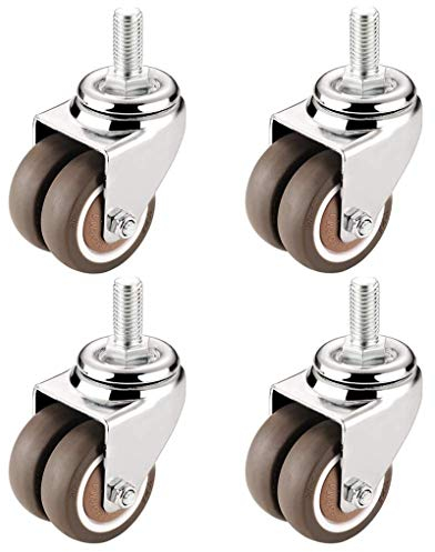 Doppelrolle Möbelrollen Lenkrollen Schwerlastrollen Rollen für Möbel Schwenkrollen Palettenmöbel oder als Transportrolle Gummirollen(4er Set Lenkrollen Ohne Bremse) (1.5inch)