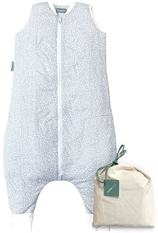 molis&co - Sacco Nanna con Piedini - Sacco Nanna Invernale per Bambini - Sacchi Nanna 2.5 tog con Piedini - 100% Cotone (Oeko-Tex 100) - Grey Print (3 Anni)