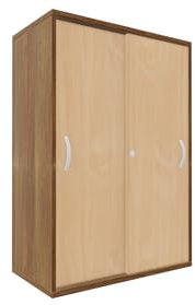 Schiebetürenschrank, 2 Dekor-Einlegeböden, abschließbar, 800x425x1152, Buche/Nussbaum