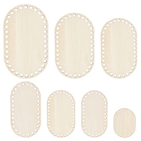 PH PandaHall Naturholz Korbböden für DIY Korbflechten, Oval, 7 Größen | Leerer Massiver Häkelkorb Holzbasis Für DIY Korbflechten Liefert Basteln Heimtextilien, Rauchig