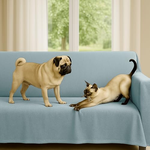 Byour3 - Sofaüberwurf 3 4 2 Sitzer Dicke Baumwolle Gemischter Sofa Cover Mehrzweck Sofabezug Auch Für Ecksofa L U Form Sofa-Couch Abdeckung Alles Abwaschbar Beständig (Panama Hellblau, 3 Sitzer)