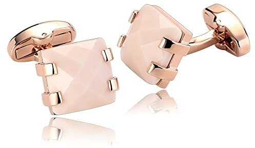 Skcess Manschettenknöpfe Roségold, Manschettenknöpfe Herren Rechteck Hemd-Manschettenknöpfe Rostfreier Stahl Geschenke für Herren Und Damen