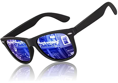 LINVO Polariserade solglasögon, unisex, klassiska körglasögon med UV-skydd, retro 80-talsdesign, M